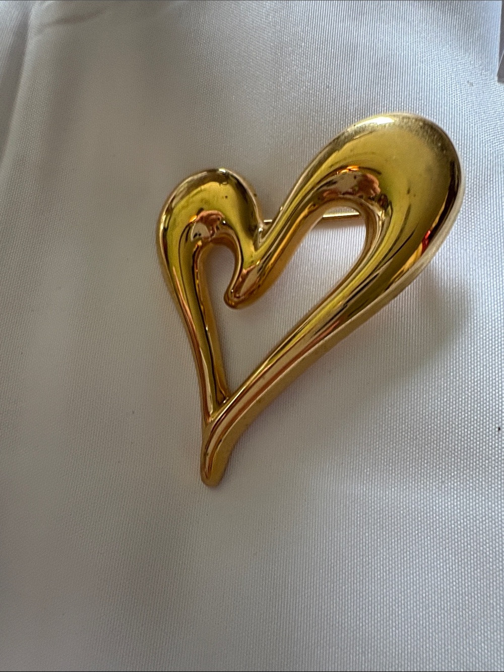 Gold Heart-Shaped Brooch Pin